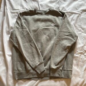 Nike Sportswear Club Fleece, Men's Crew, Dark Grey Heather/White, Large